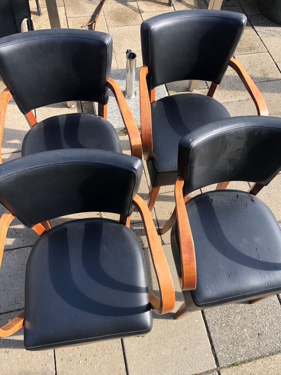 4 Vintage skai leren stoelen