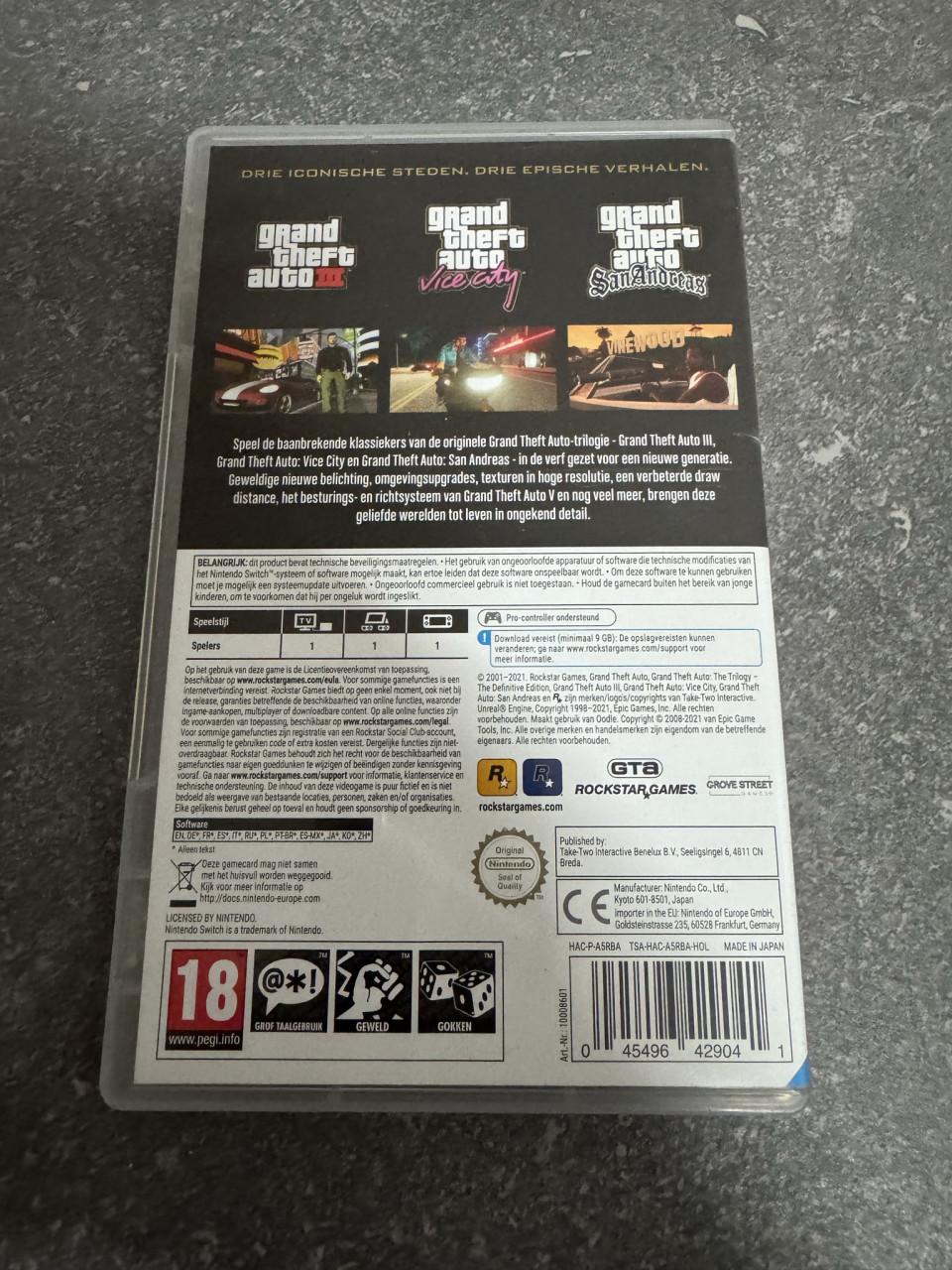 Grand Theft Auto: The Trilogy - The Definitive Edition, Switch