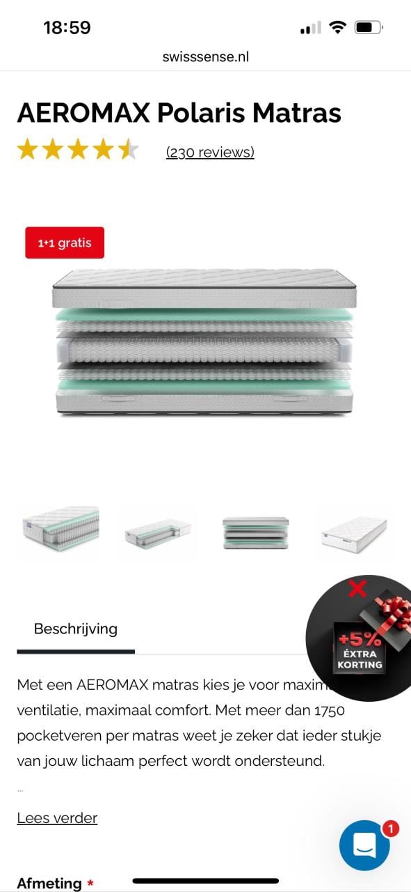 Swiss sense aeromax polaris matras 220x90