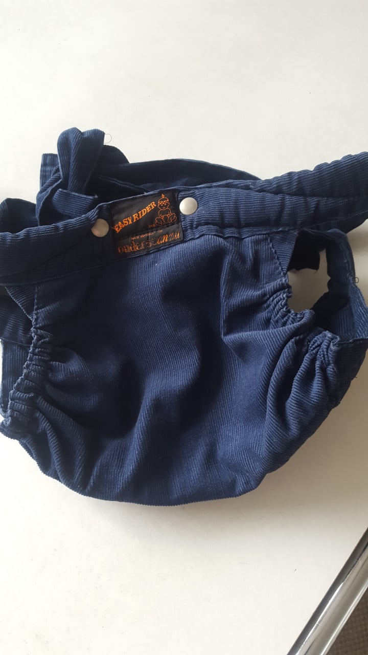 Babydraagzak vintage Easy Rider blauw ribfluweel