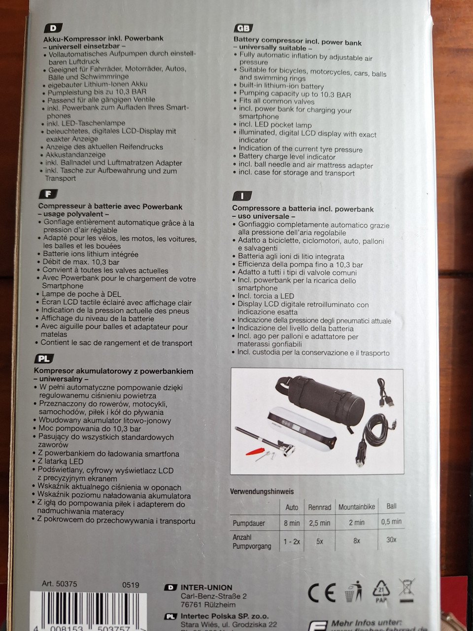 Fischer Accu Kompressor inkl. powerbank.