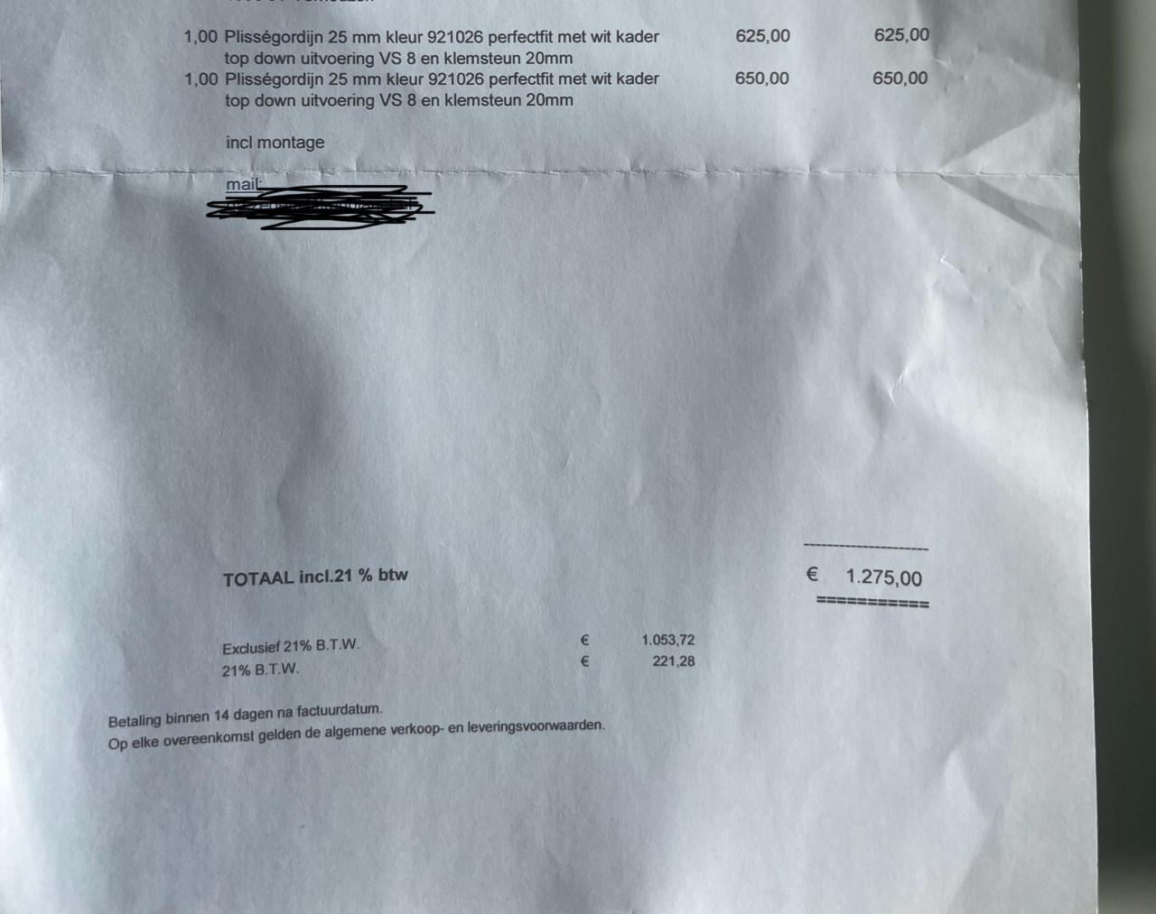 Plissegordijn wit/grijs op maat Othene huurhuis incl. montage onderdelen