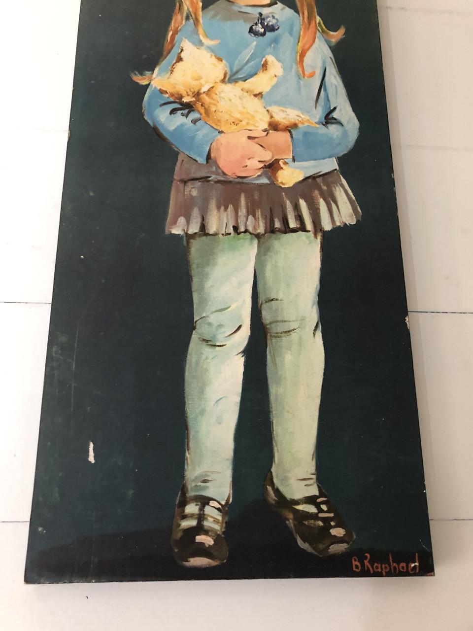 Leuke vintage prent op hout van B. Raphael .