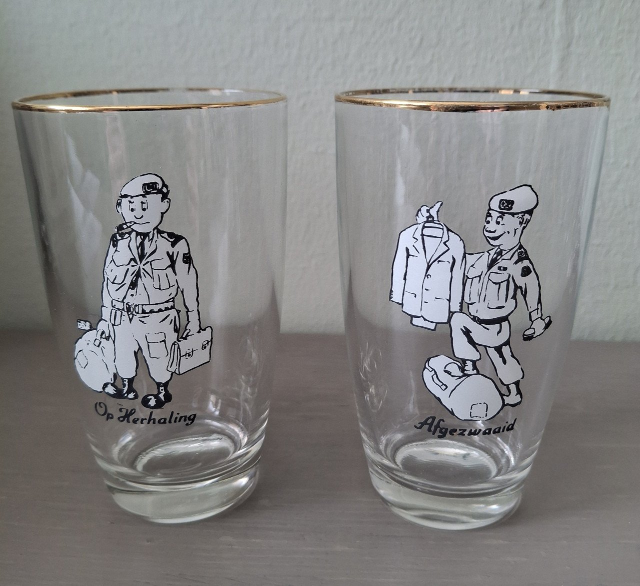 Vintage Defensie Glazen, 6 x