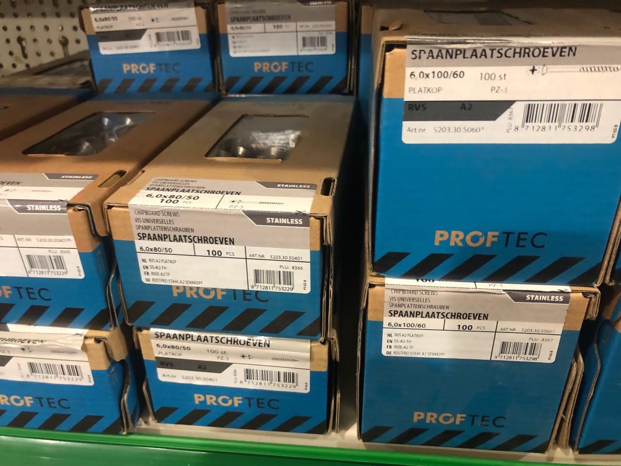 Proftec rvs spaanplaatschroeven pz drive 50 % korting