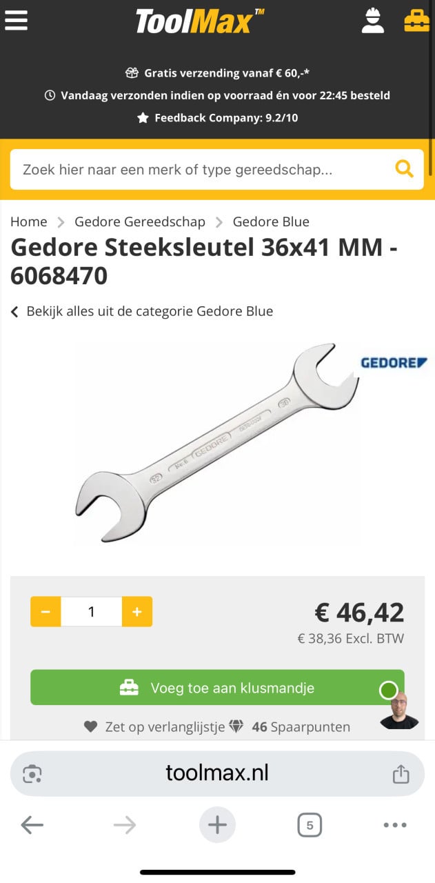 2 x Steeksleutel Gedore 36-41 en 32-30