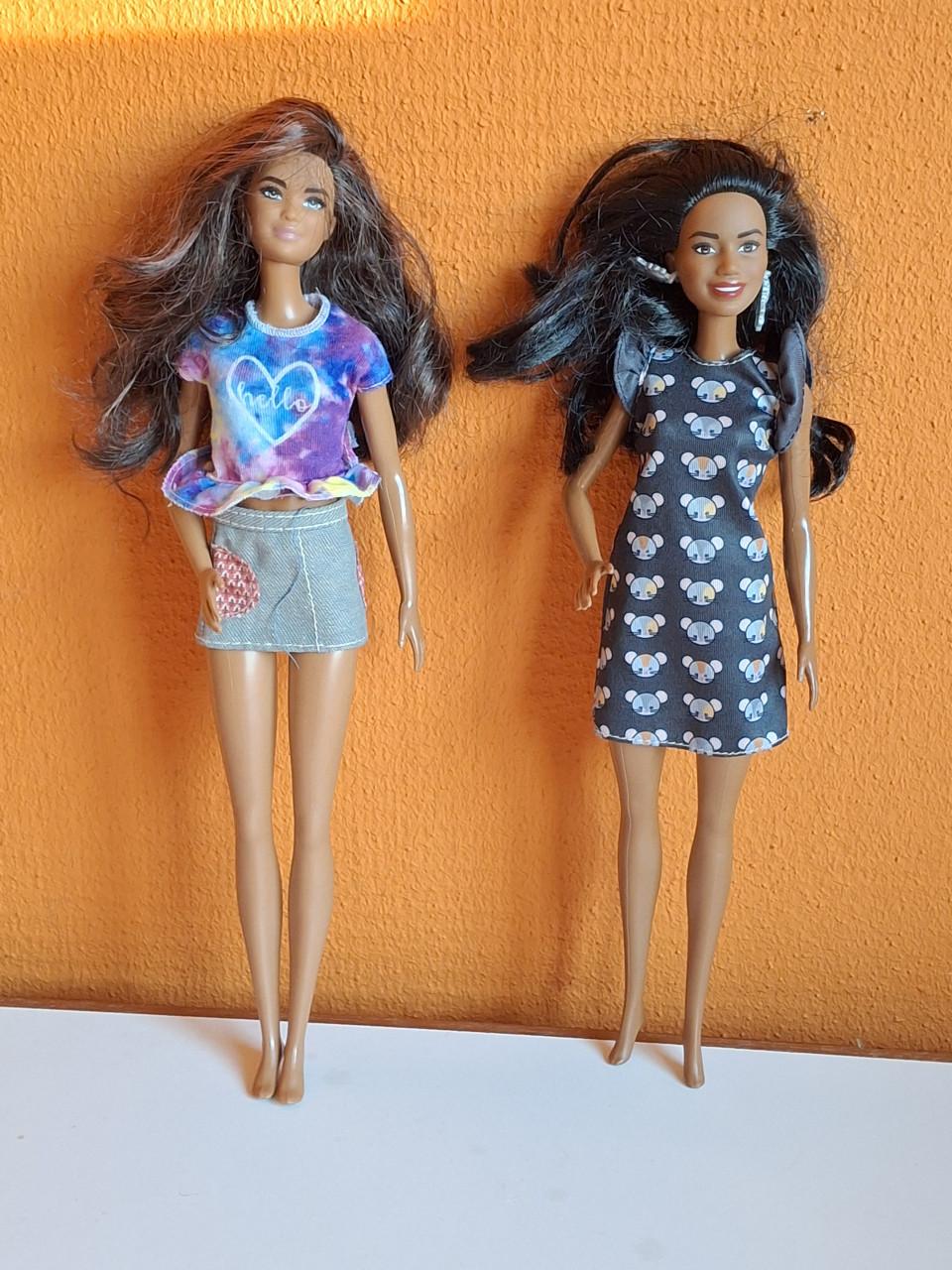 2 donkere Barbies Fashionistas van Mattel