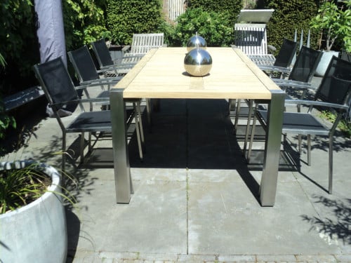 Prachtig TEAK HOUTEN / RVS tuin set voor 6 pers.