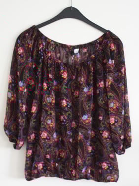 Blouse zwart met print  maat