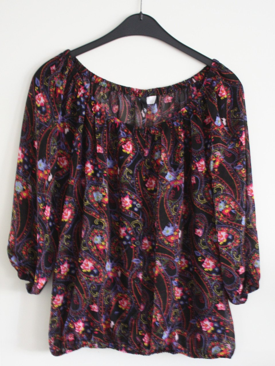 Blouse zwart met print  maat
