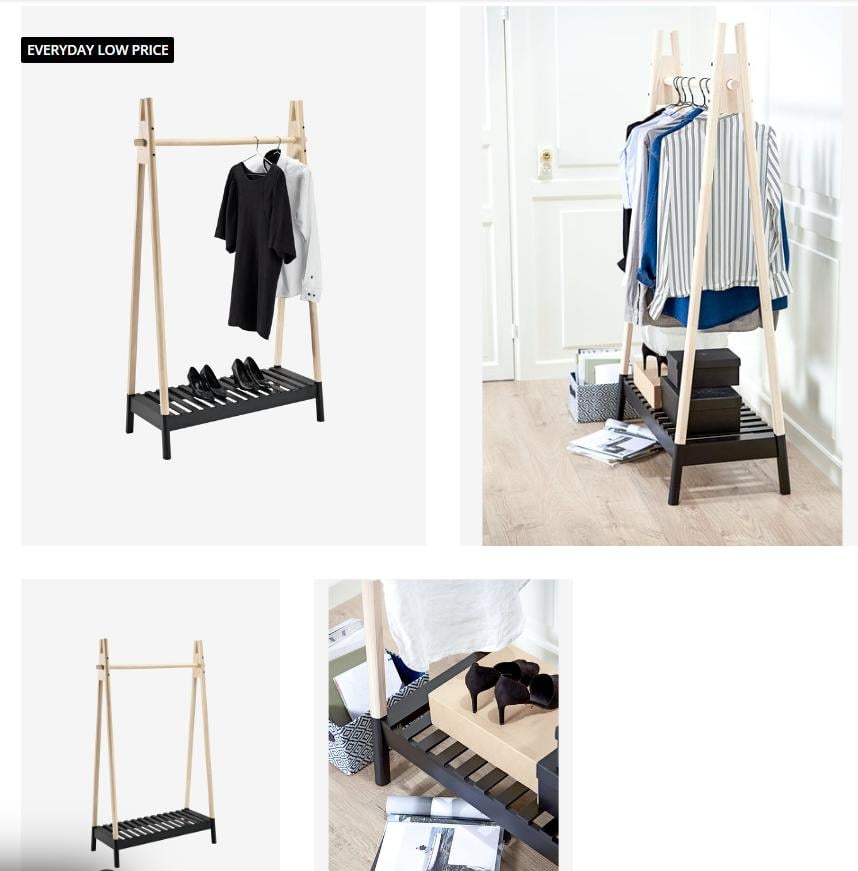 Kledingrek met schoenenrek naturel/zwart