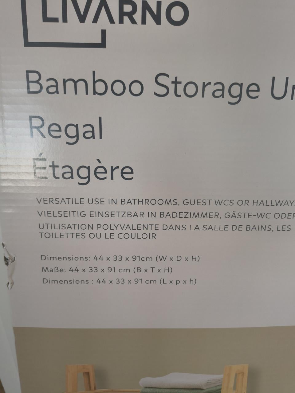 Prachtige nieuwe bamboe kast, etagère, bakken kast badkamer.