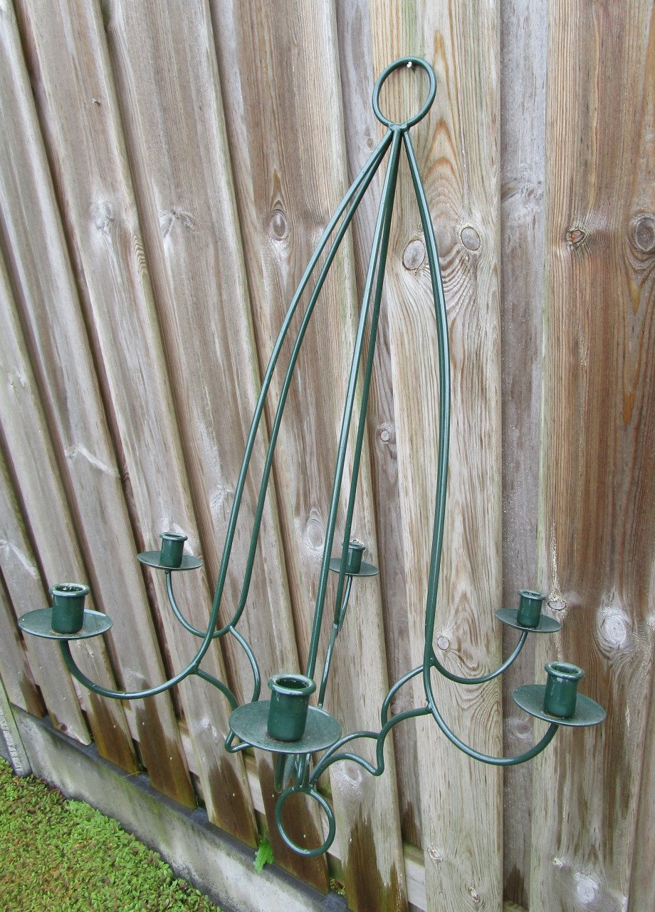 Prachtige donker groene 6- armige kroonluchter.