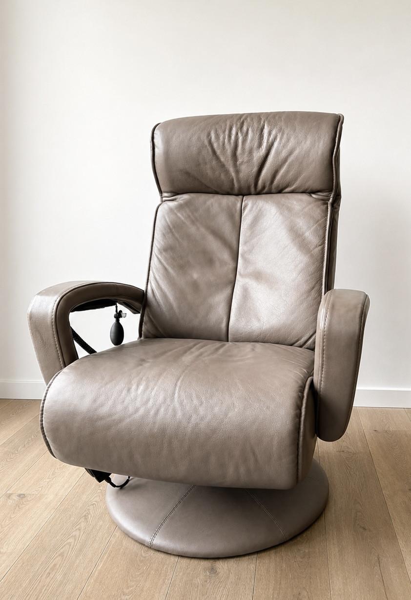 Leren relax fauteuil in taupe kleur, maat S
