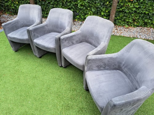 Set van 4 stoffen eetkamerstoelen