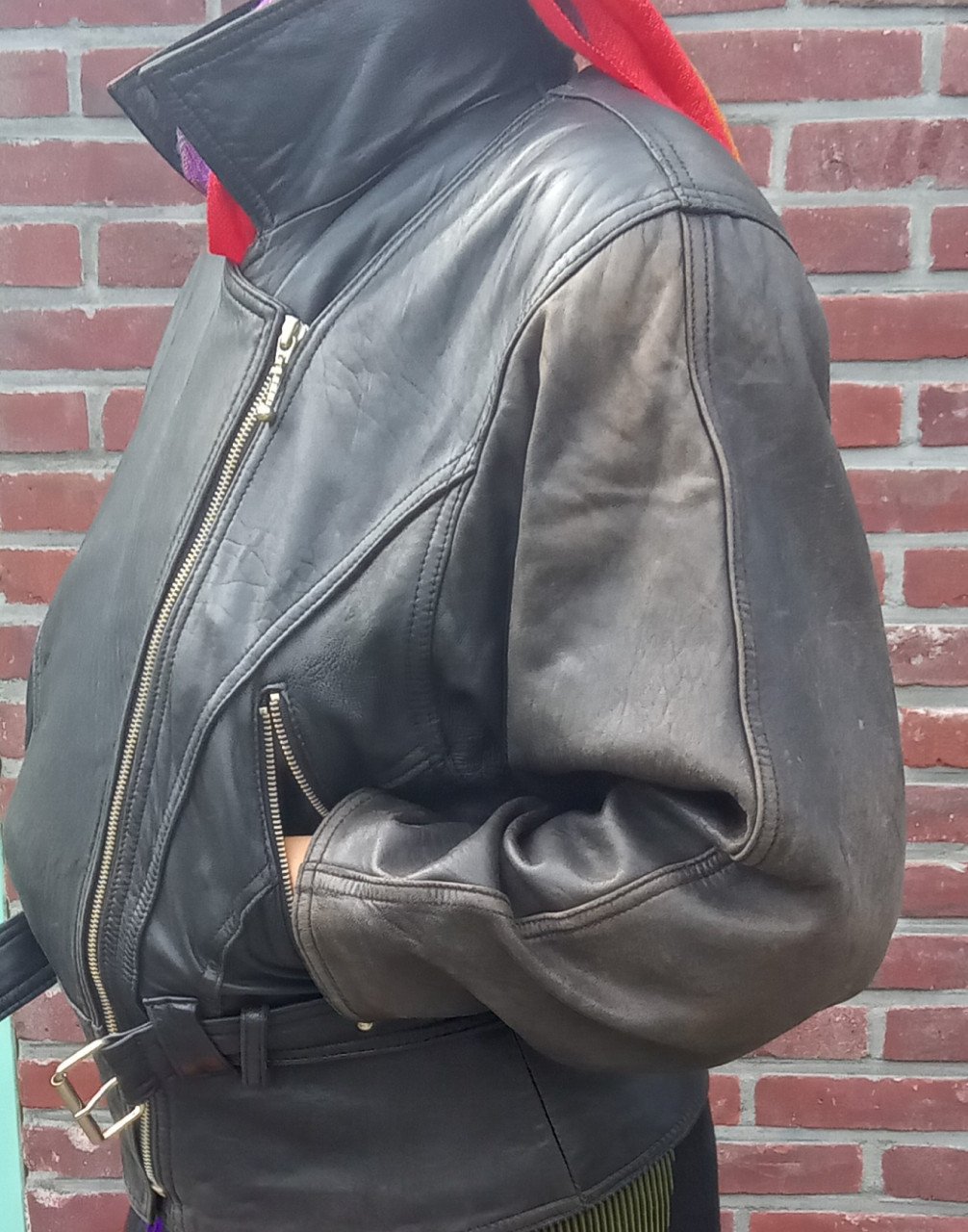 Lederen biker jasje