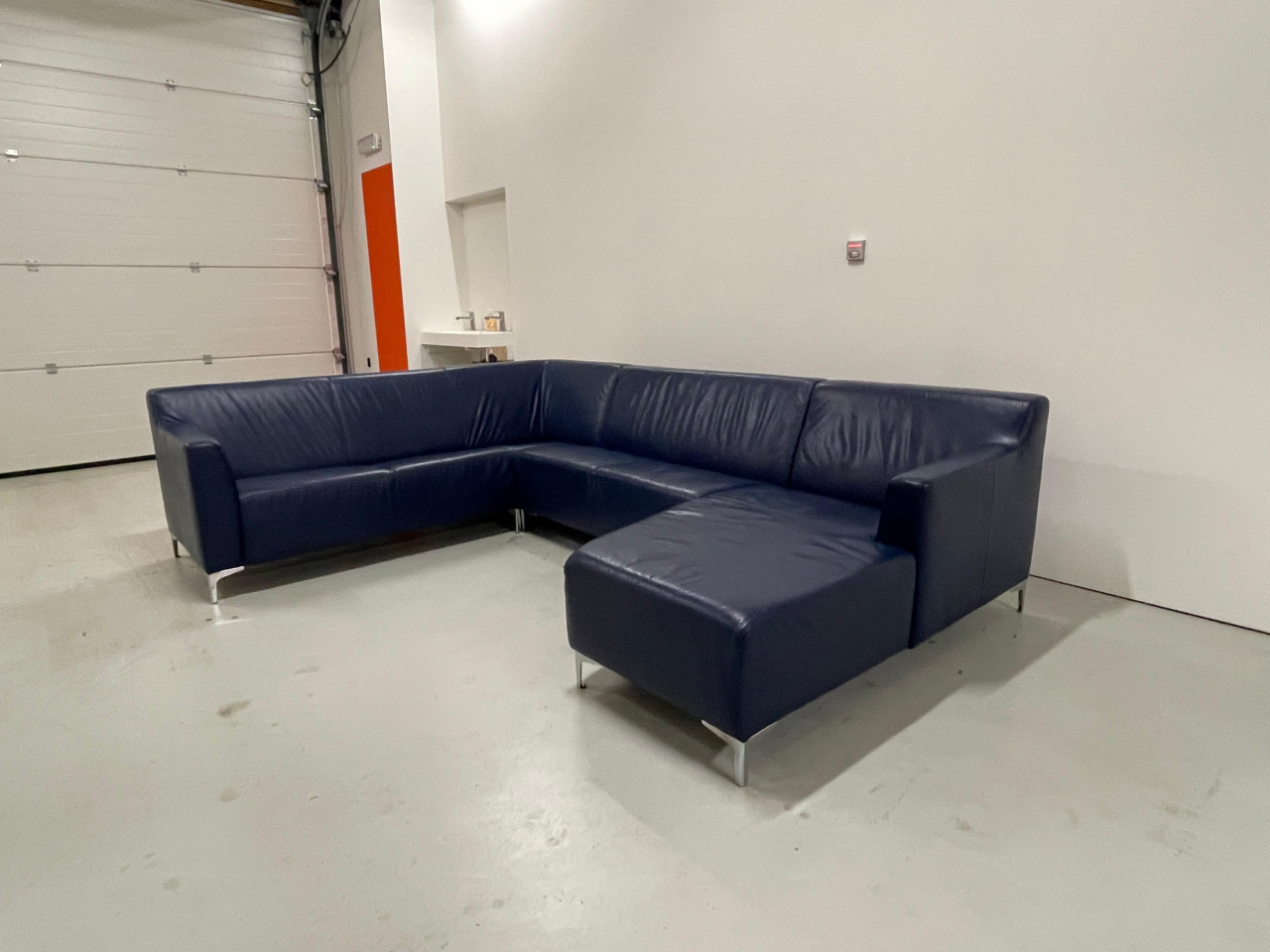 GRATIS LEVERING HEEL NL Montel Blauw Echt Leer U-Bankstel