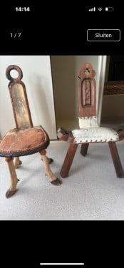 2 Spaanse antieke  Stoelen  ,, Brutalist,,