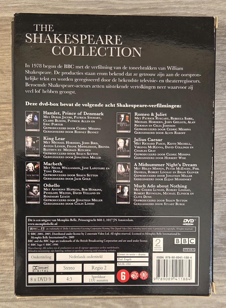 Dvd box The Shakespeare Collection 8 dvd's