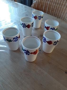 BOERENBONT BOCH - 6 BEKERS - AARDEWERK