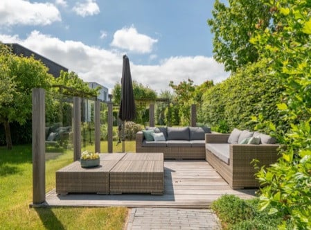 Lounge set wicker met kussens grijs