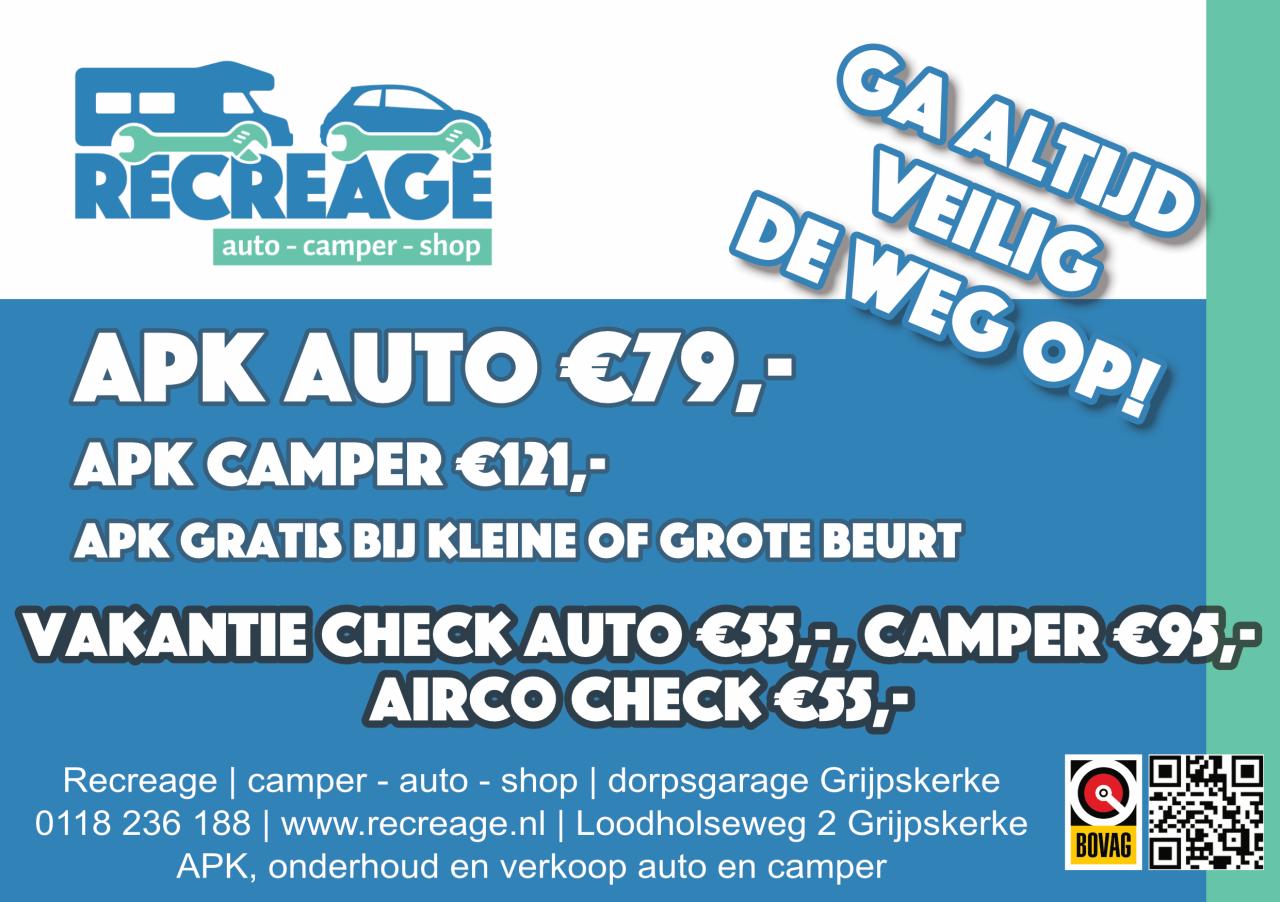 Gratis APK? Wij hebben nog plek! APK Auto €79,- Camper €121,-