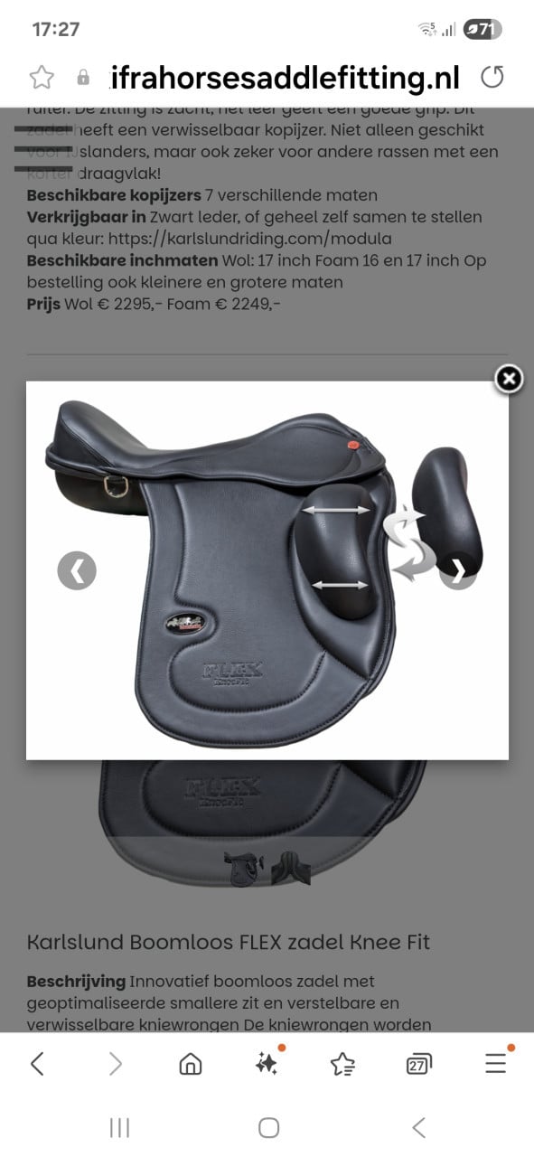 Boomloos Karlslund zadel 17,5 inch