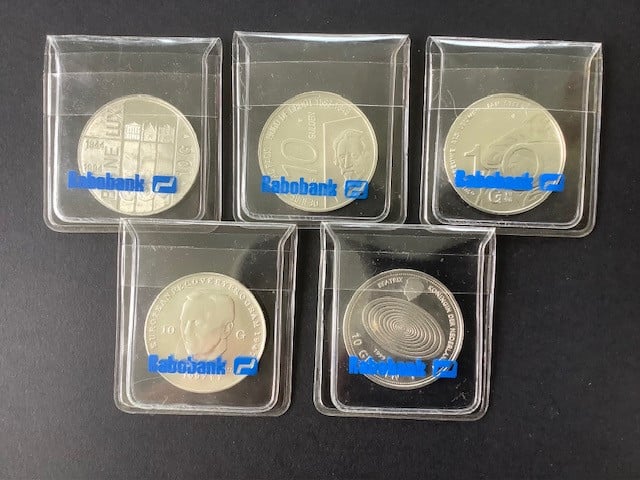 Beatrix serie 10 gulden zilver , 5 stuks.