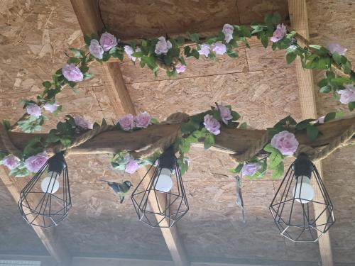 Prachtige houten lamp 130 cm