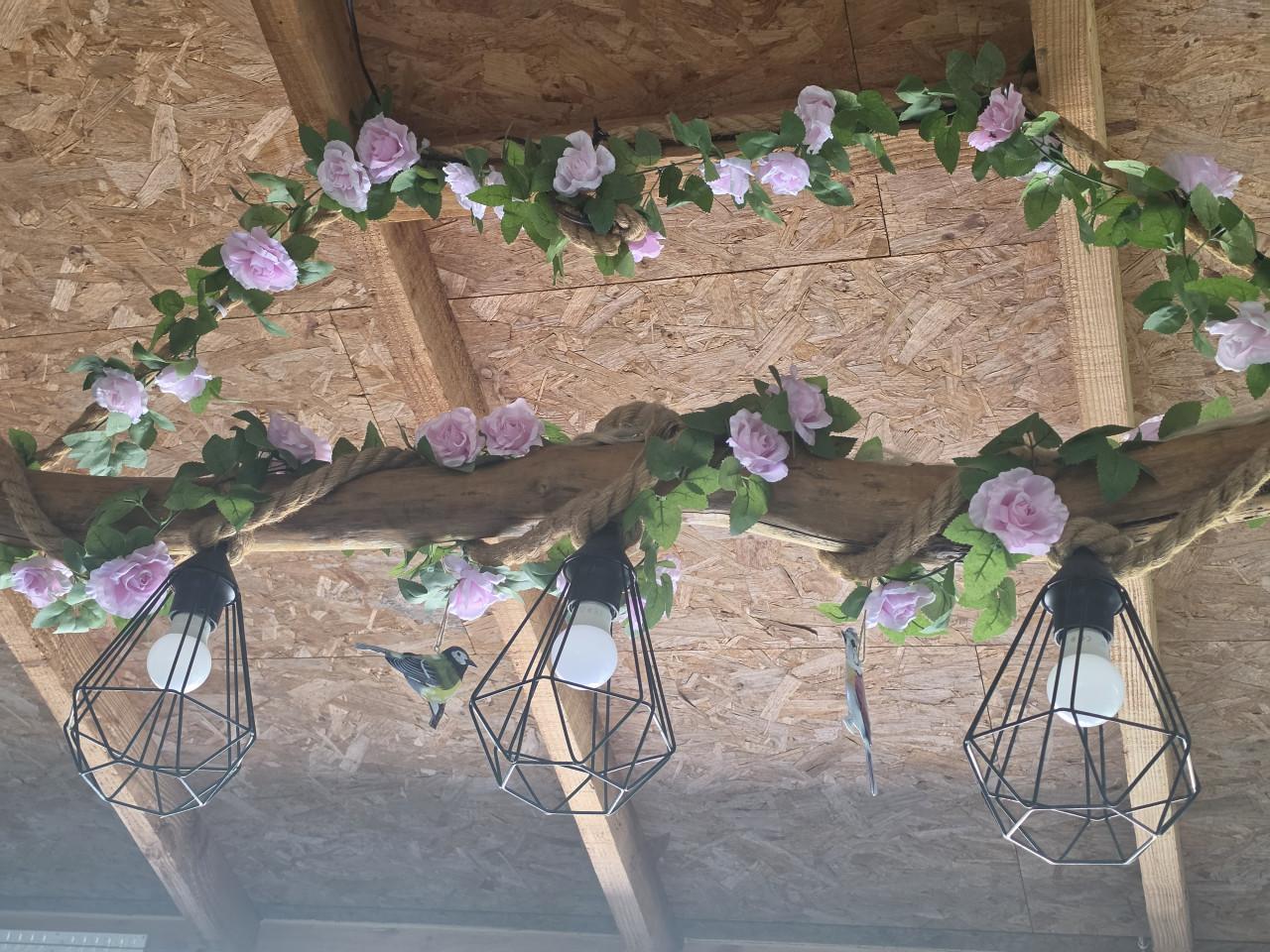 Prachtige houten lamp 130 cm