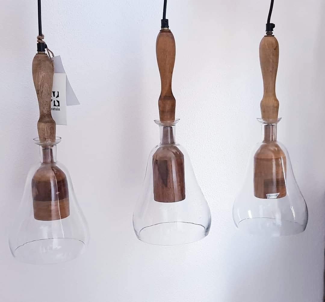3 Nieuwe Hanglampen Intratuin Hout/glas