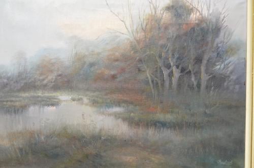 Flink schilderij Pierre Jacobs zicht op een vennetje gesigneerd