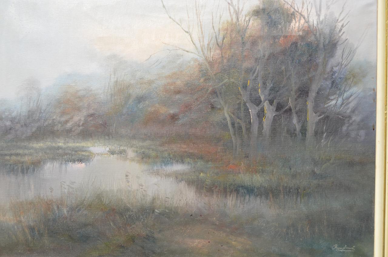 Flink schilderij Pierre Jacobs zicht op een vennetje gesigneerd