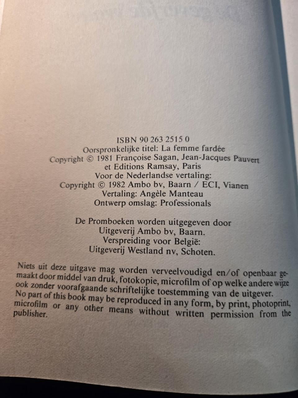 Roman De geverfde vrouw door Françoise Sagan, 1982