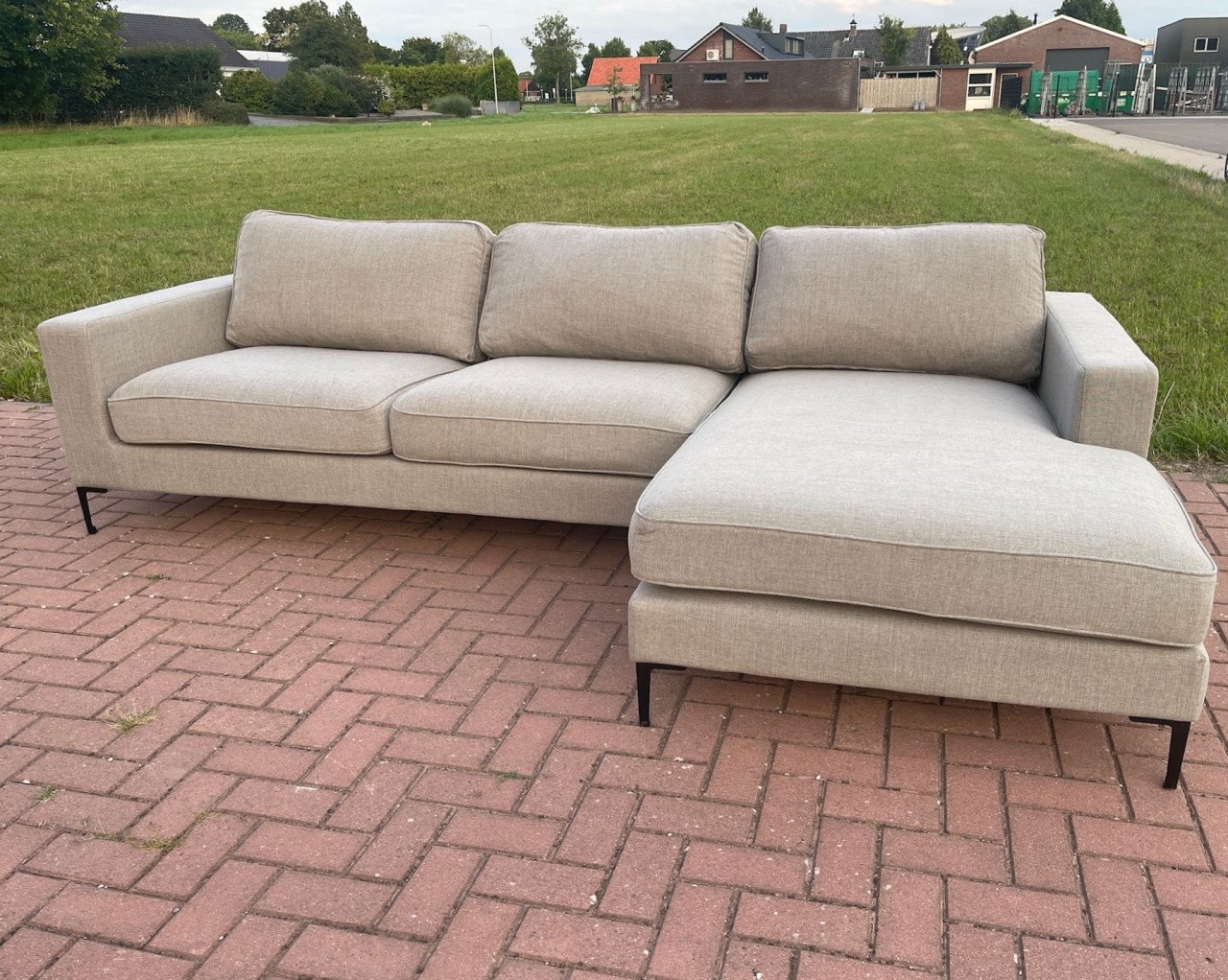 GRATIS LEVERING HEEL NL Mooie Grijze Stoffen Hoekbank