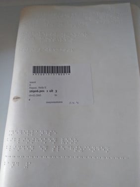 Brailleboek ' Transit' Hella Haasse incl alfabet in braille