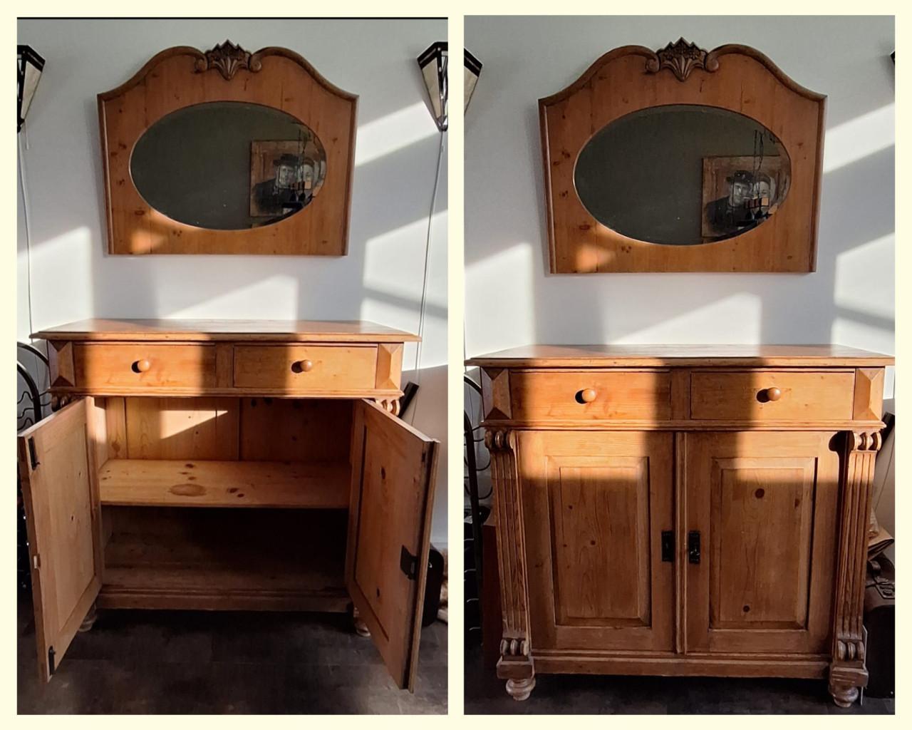 Antiek geloogd grenen buffetkast