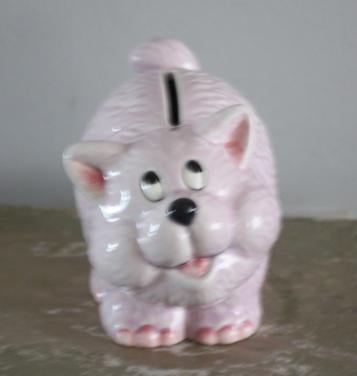 Leuk stenen lichtpaarse spaarpot kat