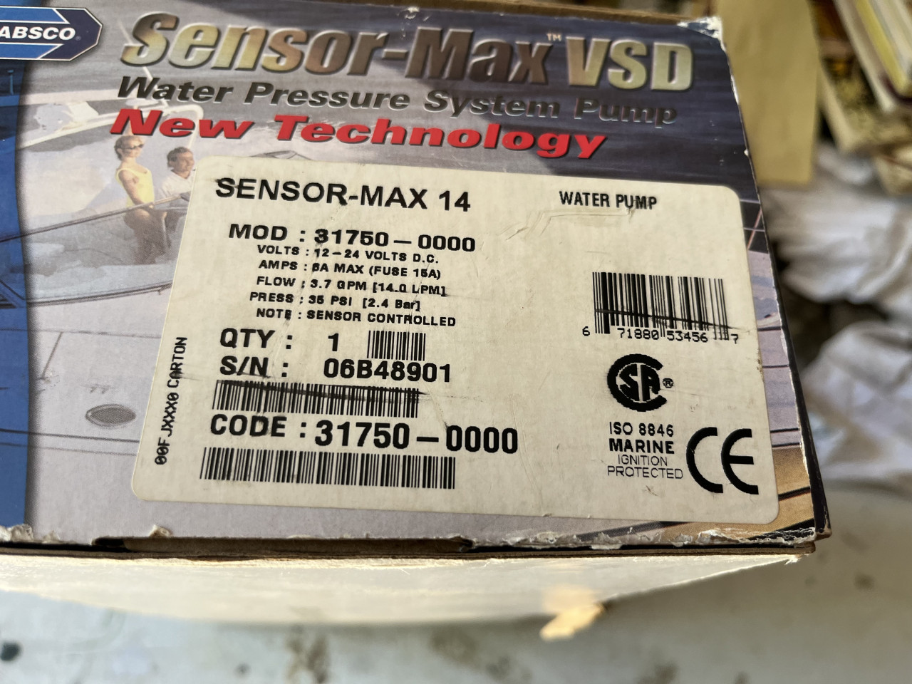 Jabsco Sensor Max 14 drinkwaterpomp NIEUW