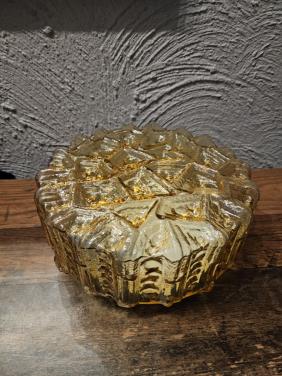 Vintage Plafondlamp Amber Glas - origineel Jaren '60/'70