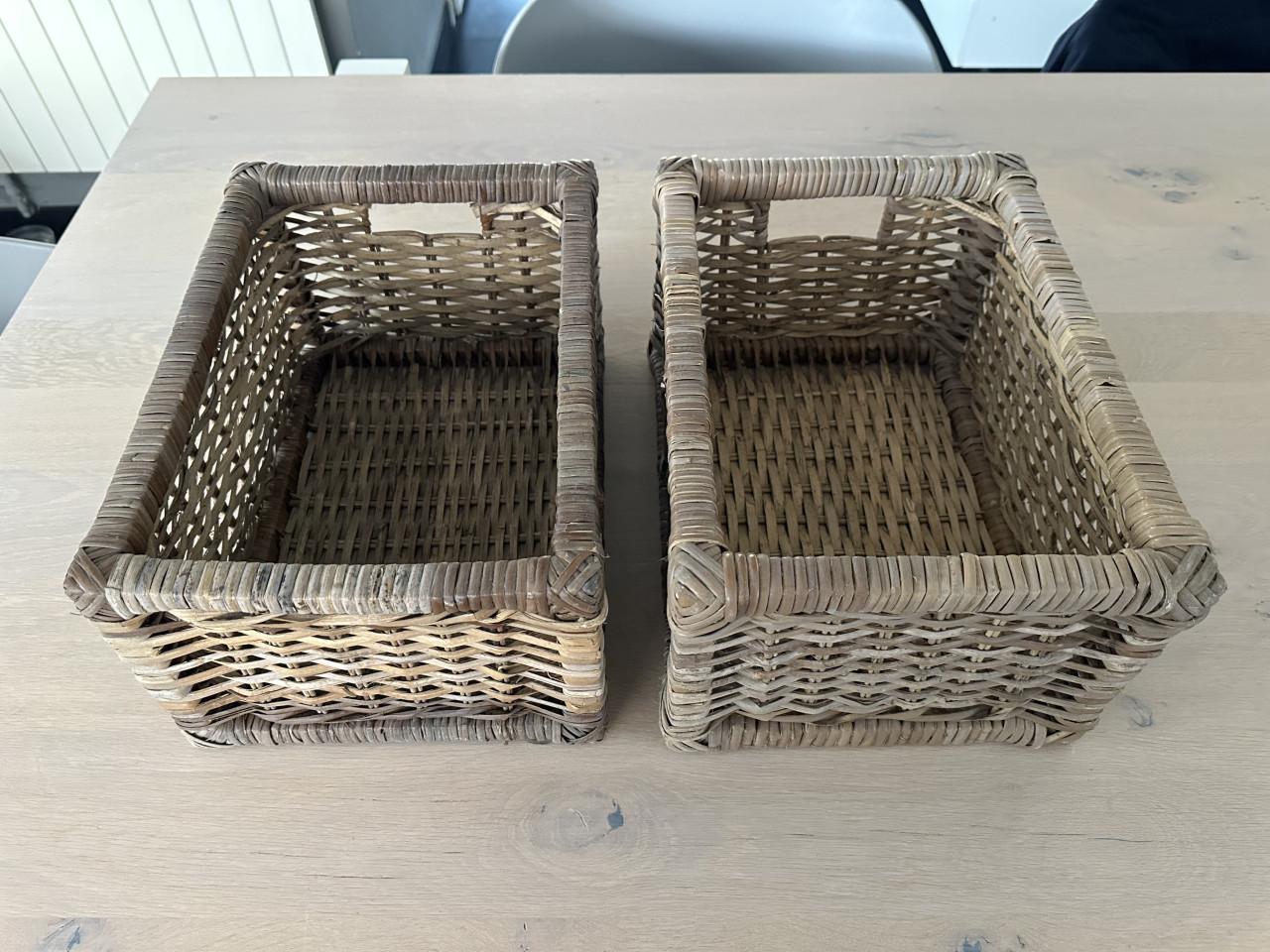 Rotan kastmanden – grijs / bruin