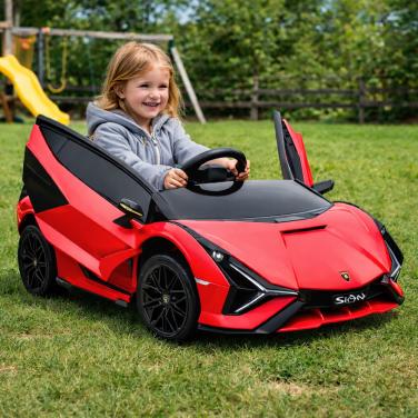 Elektrische Kinderauto 12V – Lamborghini Sian | Rood