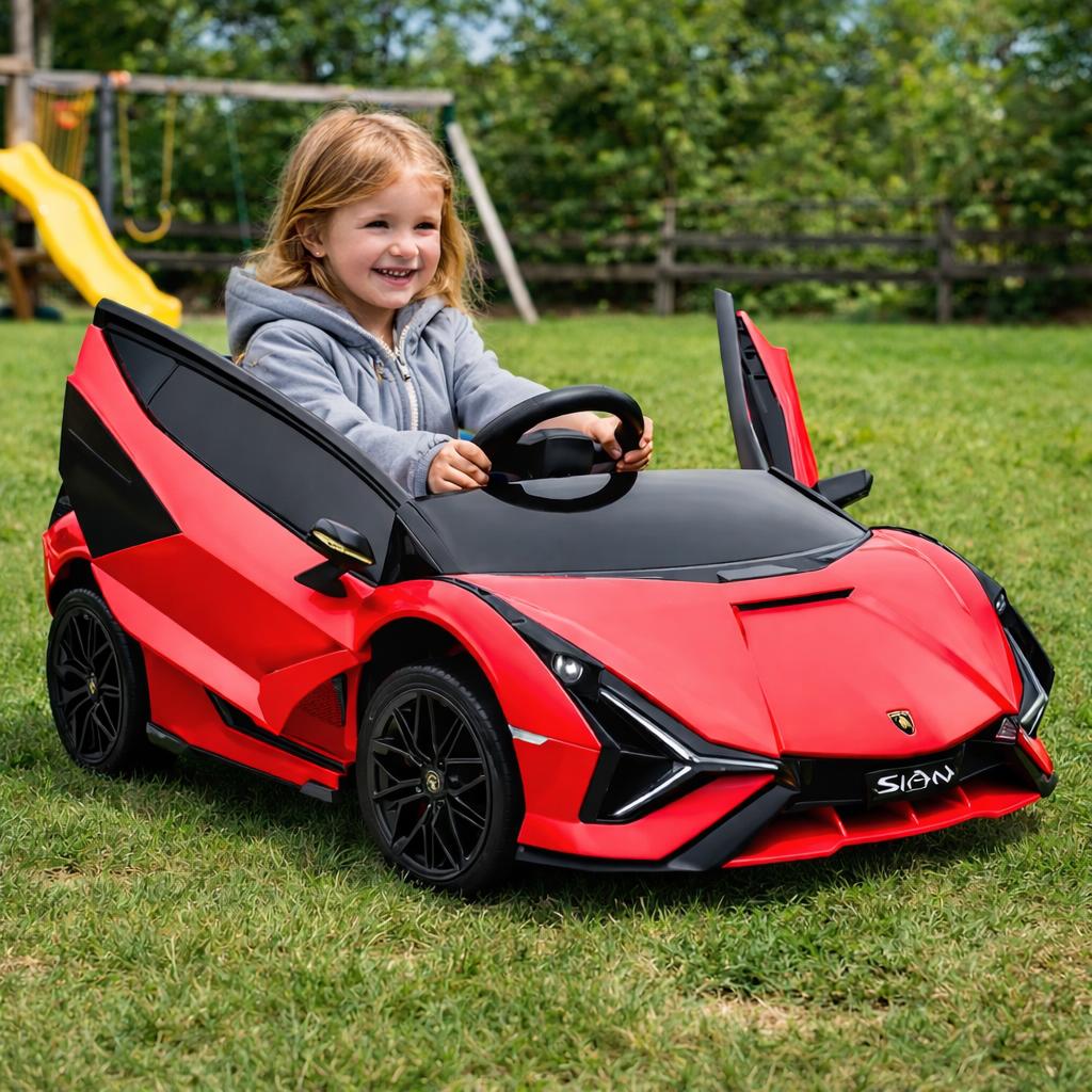 Elektrische Kinderauto 12V – Lamborghini Sian | Rood
