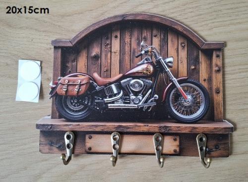 Houten Sleutelhangers met Harley's Voor Aan de Muur