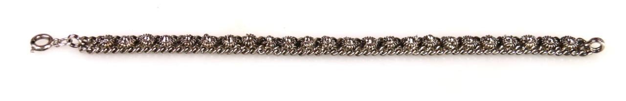 Zilveren  Schakel armband met Zeeuwse knopjes