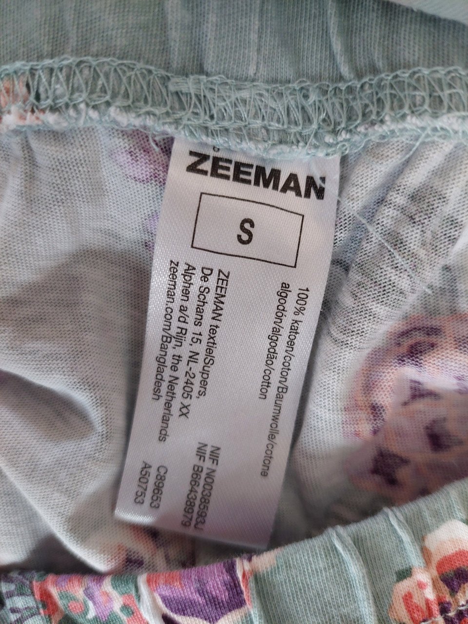 Nieuwe Zeeman damespyama mt small groen gebloemd