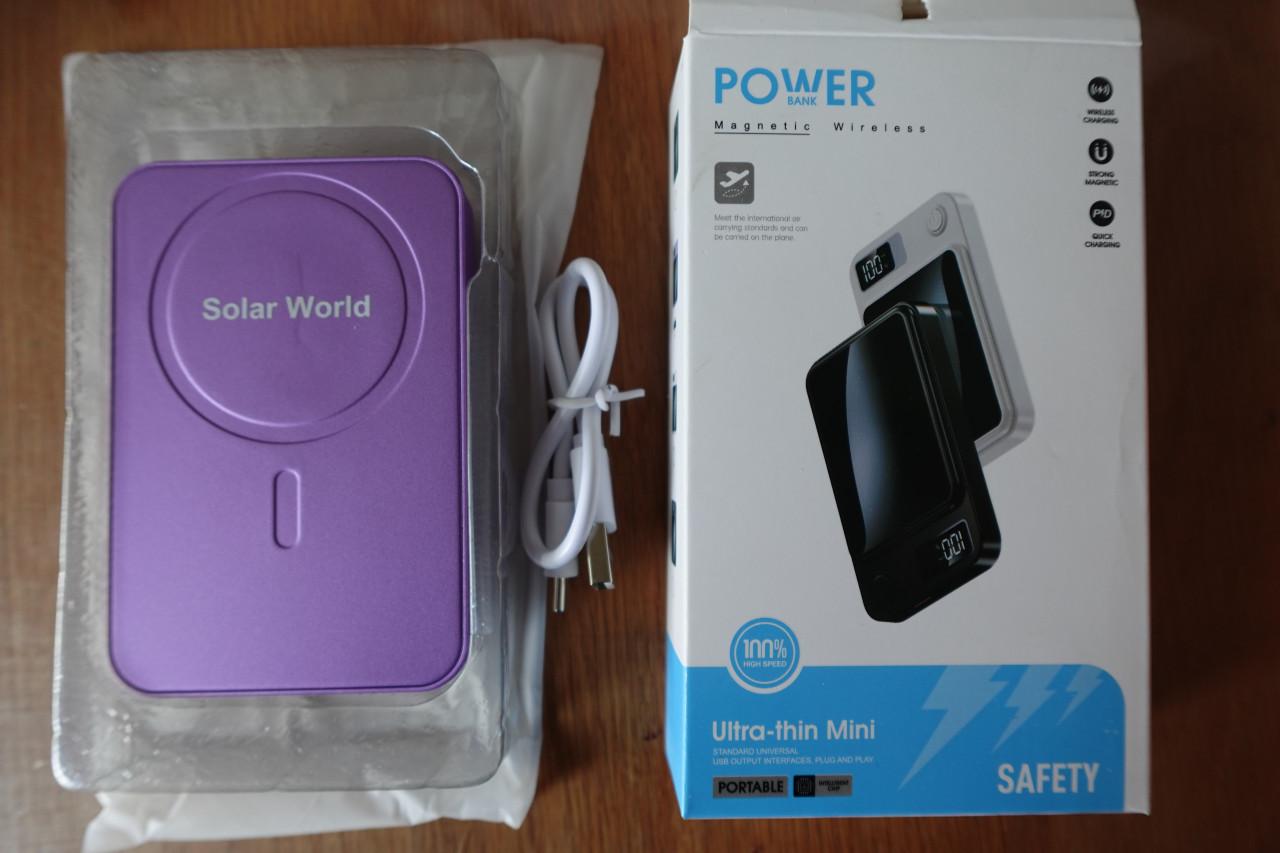 Paarse magnetische draadloze powerbank 10.000 mAh – 22,5W