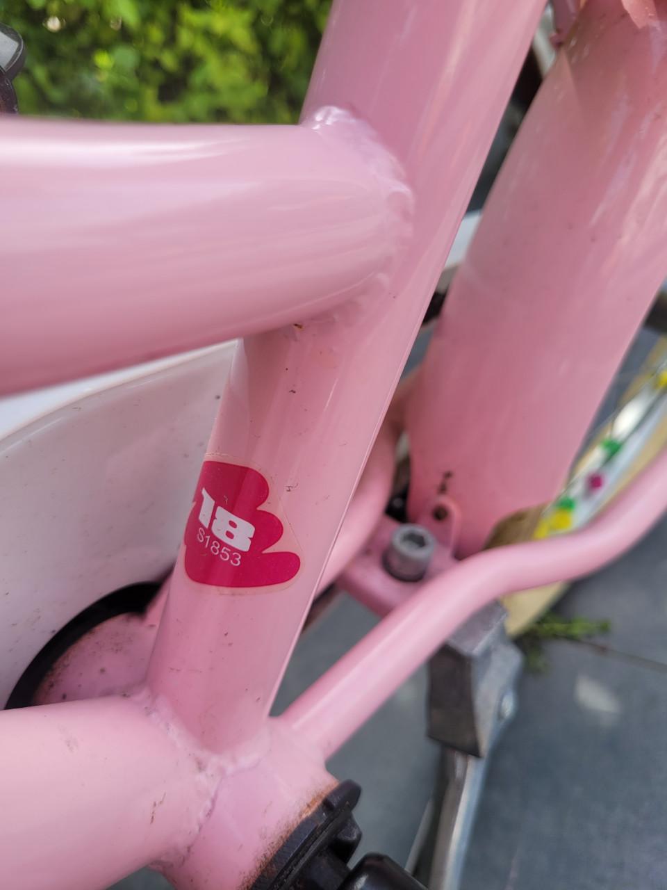 Roze meisjesfiets, 18 inch