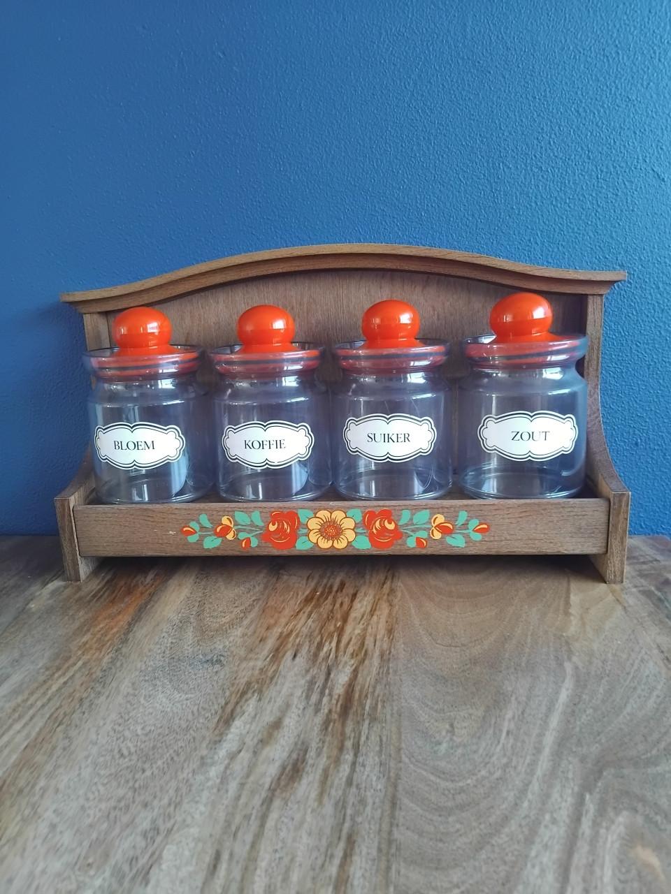 Vintage EMSA Voorraadset Wandrek + Potten