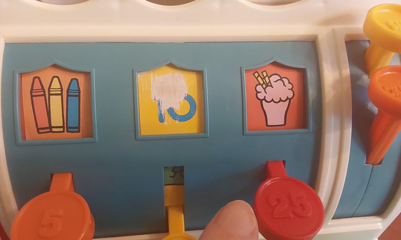 Originele Fisher Price kassa met 6 munten